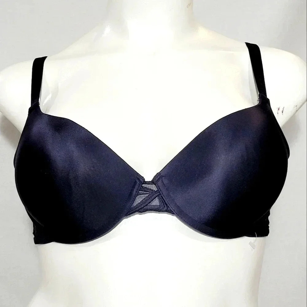 40C Lilyette 871 Tailored Push Up with Embroidered Wing Underwire Bra Black   Ex